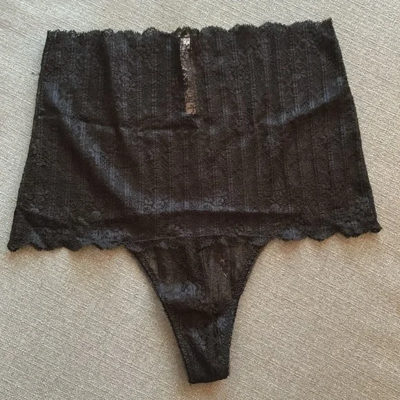Victoria's Secret Black and Purple high rise Lace thong Panties - Picture 9 of 13